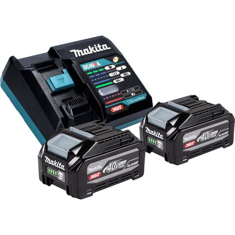 Kit Makita Power Source 2 baterías BL 4040 F de 40 V máx. 4,0 Ah XGT (2x 1910N6-8) + cargador DC 40 RA (191E07-8)