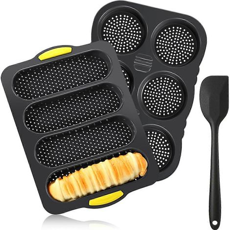Silikon-Backform-Set für französisches Brot und Hamburgerbrötchen, antihaftbeschichtet