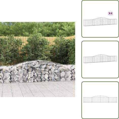 Gabionen mit Hochbogen 4 Stk. 400x50x60/80cm Verzinktes Eisen - Gabionen - Gabionenkorb - Gartendeko - Zaun - Eisenzaun (1/5)