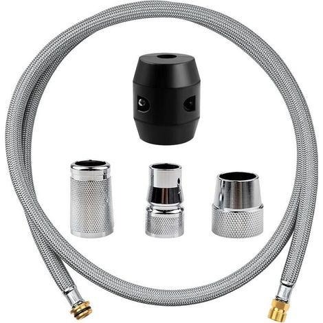 Flexible de Douche, Tuyau Tressé en Acier Inoxydable, avec 3 Adaptateurs, Tuyau Douche Acier Inoxydable aux Robinets de Cuisine et aux Robinets e Réservoir de Salle de Bain, with Weight Ball