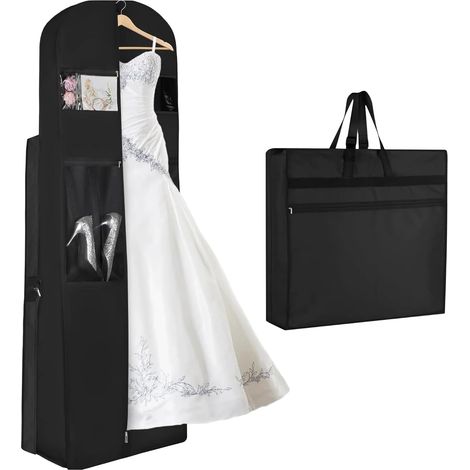 Housse pliable Robe de Mariée avec compartiment à chaussures,182x61x30cm Sac de rangement suspendus aux Robes de Mariée, Robes, Manteaux, Manteaux longs,420D Imperméable (1/5)