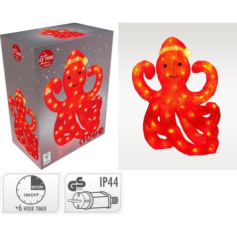 Polpo in acrilico con 60 LED bianco caldo 30 x 18 x 40 cm PERAGA CHRISTMAS