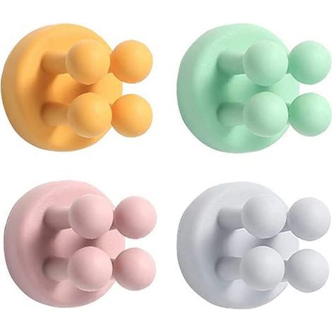 Set di 4 supporti adesivi per il bagno, in silicone, impermeabili, multicolore (1/5)