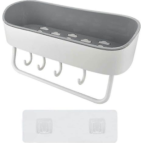 Panier de douche mural antirouille pour articles de toilette, étagère en plastique (1/5)