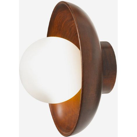 Holz-Glas-Wandleuchte G9, handgefertigte Applikation - Walnuss (1/5)