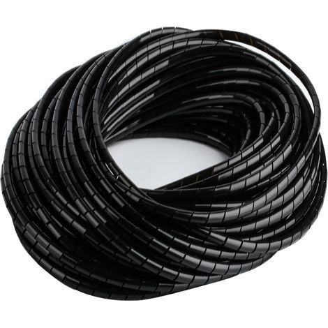 2 Pièces Cache Cable, Range Cable, Gaine Cable Electrique, Cache Fil Electrique en Spirale Noir, Rangement Organisateur de Câble pour Bureau Maison TV Ordinateur PC Audio, 4 mm x 20 m (1/5)