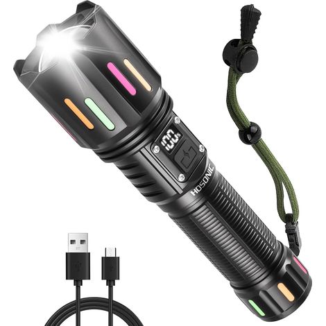 Super Bright 3000 Lumen LED Flashlight, USB C Rechargeable Flashlight with LCD Power Display, Battery Powered Handheld Flashlight with 5 Modes (1/5)