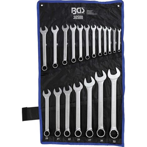 BGS Juego de llaves polygonales cromadas 19 piezas