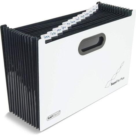 Trieur - Valise - 13 compartiments - A4+ - Noir/Blanc - Documents A4 - Rapesco (1/5)
