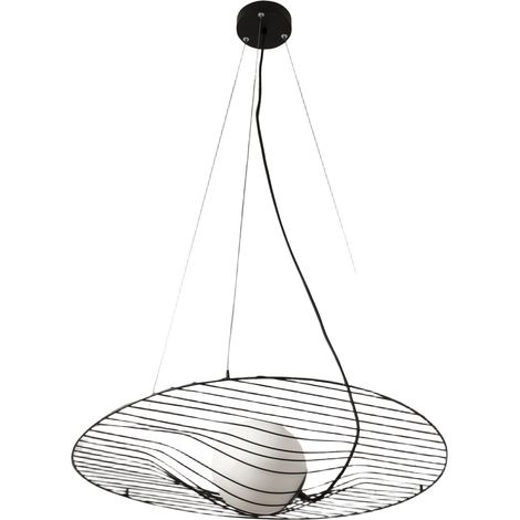 Suspension Homa En Métal Noir Et Verre Soufflé, Douille E27 40W, Design Intérieur Élégant, Protection Ip20, Hauteur Réglable Jusqu'À 2000 Mm. (1/3)