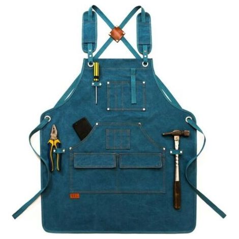 Tablier de jardinage bleu enfant longueur 47cm (1/4)