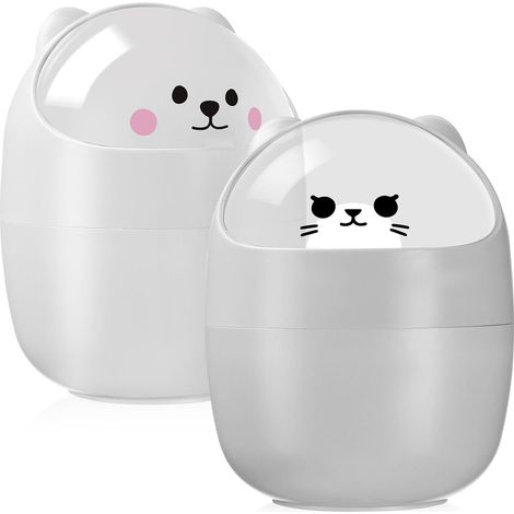 de 2 poubelles en plastique transparent en forme de chat