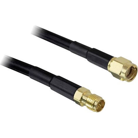 Rallonge pour antenne WiFi Delock 88430 [1x SMA mâle inversé - 1x SMA femelle inversé] 2.00 m noir (1/3)