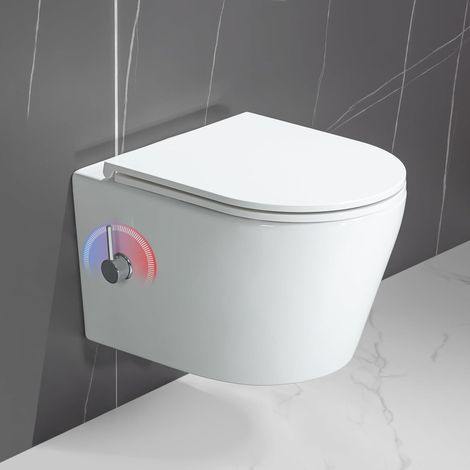 Wall-mounted toilet with integrated nozzle, with bidet function, cold and hot water, toilet seat with automatic lowering CD-DW004 (1/5)