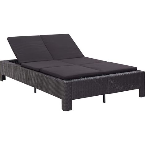 vidaXL Transat à 2 places avec coussin Noir Résine tressée (1/5)