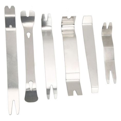 Kit de herramientas para desmontar molduras de coche, acero inoxidable, resistente, anticorrosión, herramientas de palanca universales para puertas, ventanas y audio, 6 piezas (1/4)