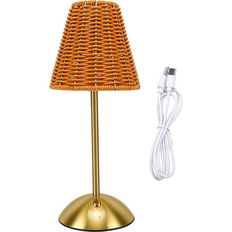 Lampe de table en rotin à intensité variable, rechargeable, 3 températures de couleur, veilleuse LED pour chambre à coucher, salon, lecture, style A (1/5)