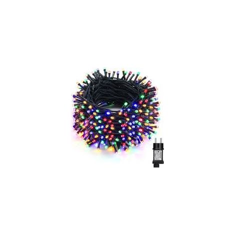 Bleosan – Guirlande lumineuse extérieure 50m – 500 LED multicolores – 8 modes de clignotement – Étanche IP44 – Prise basse tension 31V (1/4)
