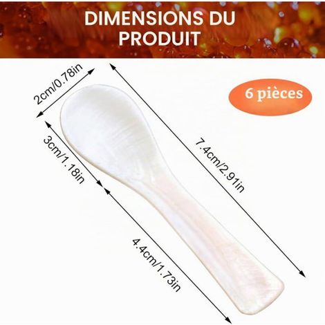 Cuillère À Caviar - Lot De 6 - Nacre Naturelle - 7,4 Cm - Fabriquée Main - Pour Œufs Et Desserts CASSETTE RECHARGE POUR SEBUMET (1/4)