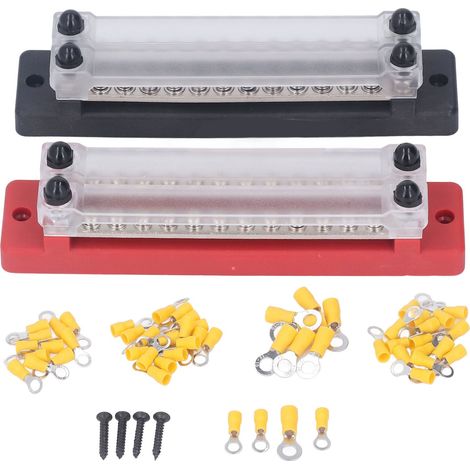 Barre de distribution électrique 12 voies 150A 12-48V avec 55 bornes, acier inoxydable antirouille, bloc de jonction puissant. (1/5)