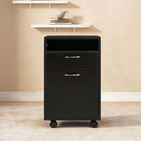 Meuble de rangement de bureau noir en bois 40 x 35 x 60 cm (1/5)