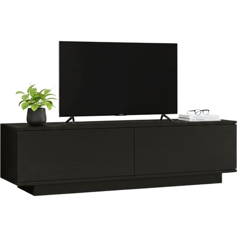 Dmora - Fernsehschrank Zaur, Ständer für Wohnzimmerfernseher, Niedriges Wohnzimmer-Sideboard, TV-Ständerbasis, 140x36h38 cm, Schwarz, mit verstärkter Verpackung