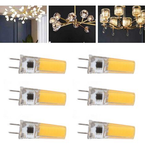 Ampoule G8, petite ampoule G8, ampoule COB 5 W, dimmable, compatible avec les suspensions, les plafonniers, les appliques murales et les lampes de table. Lot de 6. Blanc chaud. (1/5)