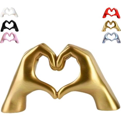 Statue moderne en forme de cœur, décoration bohème pour salon et mariage, sculpture d'étagère, cadeau Saint-Valentin, intérieur jaune (1/5)