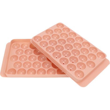 Bac à glaçons rond 33 cases avec couvercle, moule à boules de glace en PP alimentaire pour réfrigérateur de bureau rose (1/5)