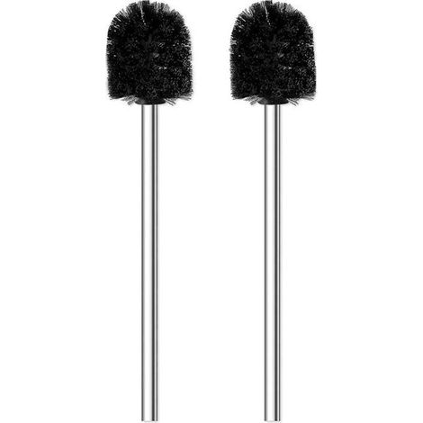 Brosse WC - 2 pièces - Brosse de toilette - Brosse WC universelle - Inox+plastique - Brosse WC universelle noire - Avec poignée inox - 378 cm - Noir (1/5)