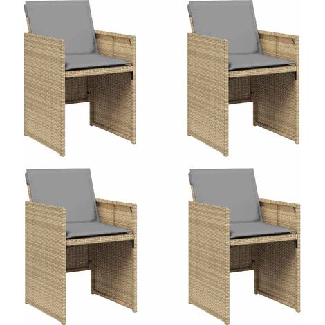 Maison Exclusive - Sillones jardín con cojines 4 uds ratán sintét (1/5)