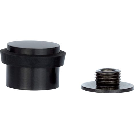 EVI Herrajes Fermaporta 24 x 20 mm Base filettata Gomma Nera Acciaio Inox Laccato Nero Compresi vite + tassello di fissaggio Mod. I-199/24-CBNG (1/5)