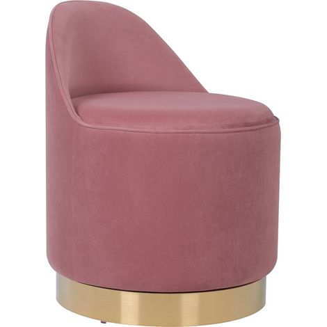 Pouf Girevole Viktor in Velluto Rosa Antico (1/3)