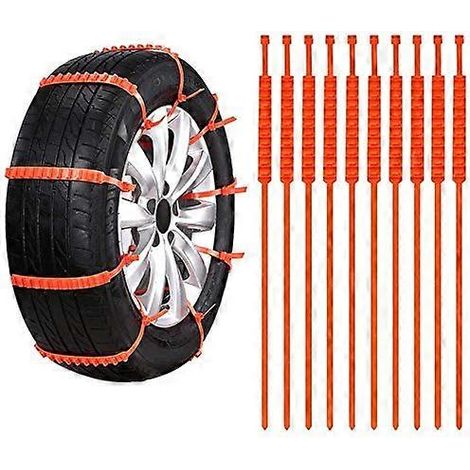Chaînes à neige antidérapantes, lot de 10 réutilisables, universelles et adaptées à la neige pour voiture. (1/5)