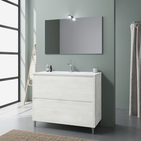 Mobile Bagno A Terra 100 Cm Bianco Con Fianco A Vista  Laguna (1/4)