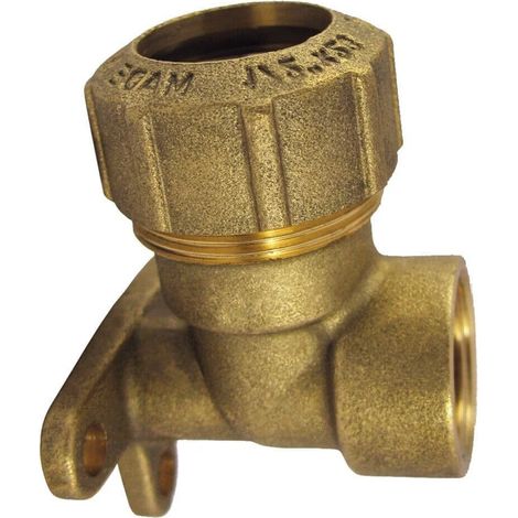 Raccord PE Laiton avec Fixation Murale 90°, 20 mm x 1/2" (1/2)