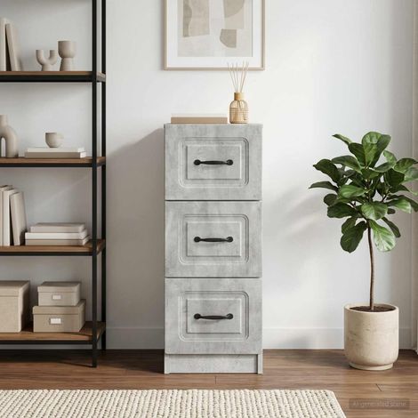 Armoire à tiroirs 3 tiroirs en bois d’ingénierie gris béton 33 x 34,5 x 87 cm, 17.1kg - PANGIVO (1/5)