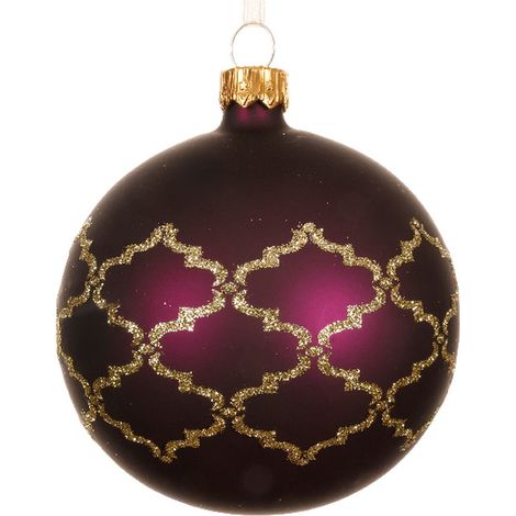 Weihnachtskugel Feige mit goldfarbenen Muster Ø 8 cm - Glas