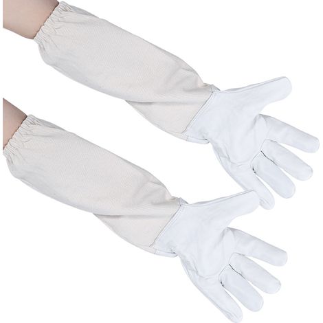 Gants de protection en peau de chèvre pour apiculteurs, manches longues ventilées, outils apicoles (1/5)