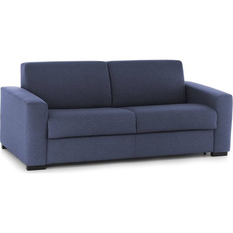 Talamo Italia Festes Sofa Marzia, Großes 2-Sitzer-Sofa, 100% Made in Italy, Sofa-Wohnzimmer, aus gepolstertem Stoff, mit schmalen Armlehnen, Cm 180x95h90, Blau