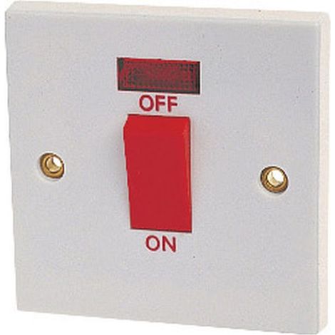 Dencon 4456NB Double Pole Switch with Pilot Lamp 45A DCN4456NB (1/2)