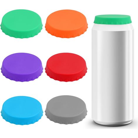 6 Pièces Bouchon Canette Soda, Couvercles de Canette de Soda en Silicone Réutilisable Couvercles pour Canettes de Boissons, Bouchon pour Canette Convient pour les Boissons, les Sodas (1/5)