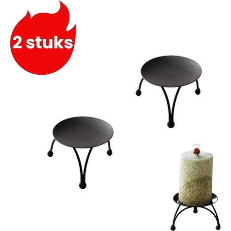 Ensemble de 2 pièces bougeoir pour bougies parfumées décoration maison en fer petit bougeoir simple couleur noire (1/5)