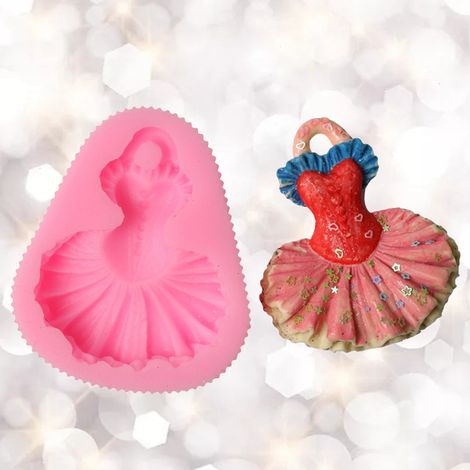 Moule en silicone pour robe rétro 50-686, moule à pâtisserie pour décoration de gâteaux, moule à fondant, moule à biscuits, moule à pudding au chocolat, moule à savon artisanal, moule à résine époxy (1/5)
