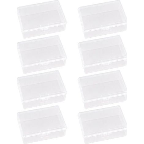 8 kleine, transparente Aufbewahrungsboxen – 9,3 x 6,6 x 3,2 cm – für Pillen, Perlen, Schmuck und Bastelmaterialien (1/5)