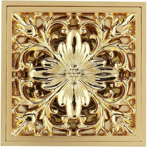 royaluxe -Drain de sol carré en laiton Antique, avec crépine, accessoires de nettoyage pour salle de bains et toilettes (1/5)