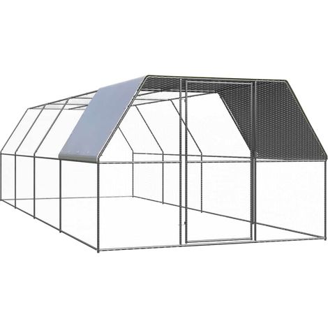 Enclos Poulailler extérieur - Parc enclos pour animaux Cage à poules 3x8x2 m Acier galvanisé BV689586 - BonneVie (1/4)