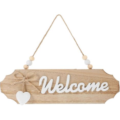Panneau de bienvenue en bois, décoration murale vintage, panneau de porte à suspendre, décoration intérieure-26.50X8.00X1.00CM-Yellow