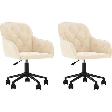 Lot de 2 Chaises pivotantes à manger，Chaise de cuisine Crème Velours CFW48171 (1/5)