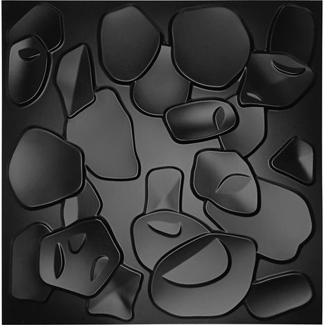CORAL SEA noir - Panneau mural en PVC à relief 3D - 50x50 cm - 1 pc